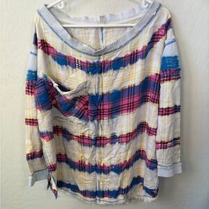 Free People Colorful Plaid Women's Blouse